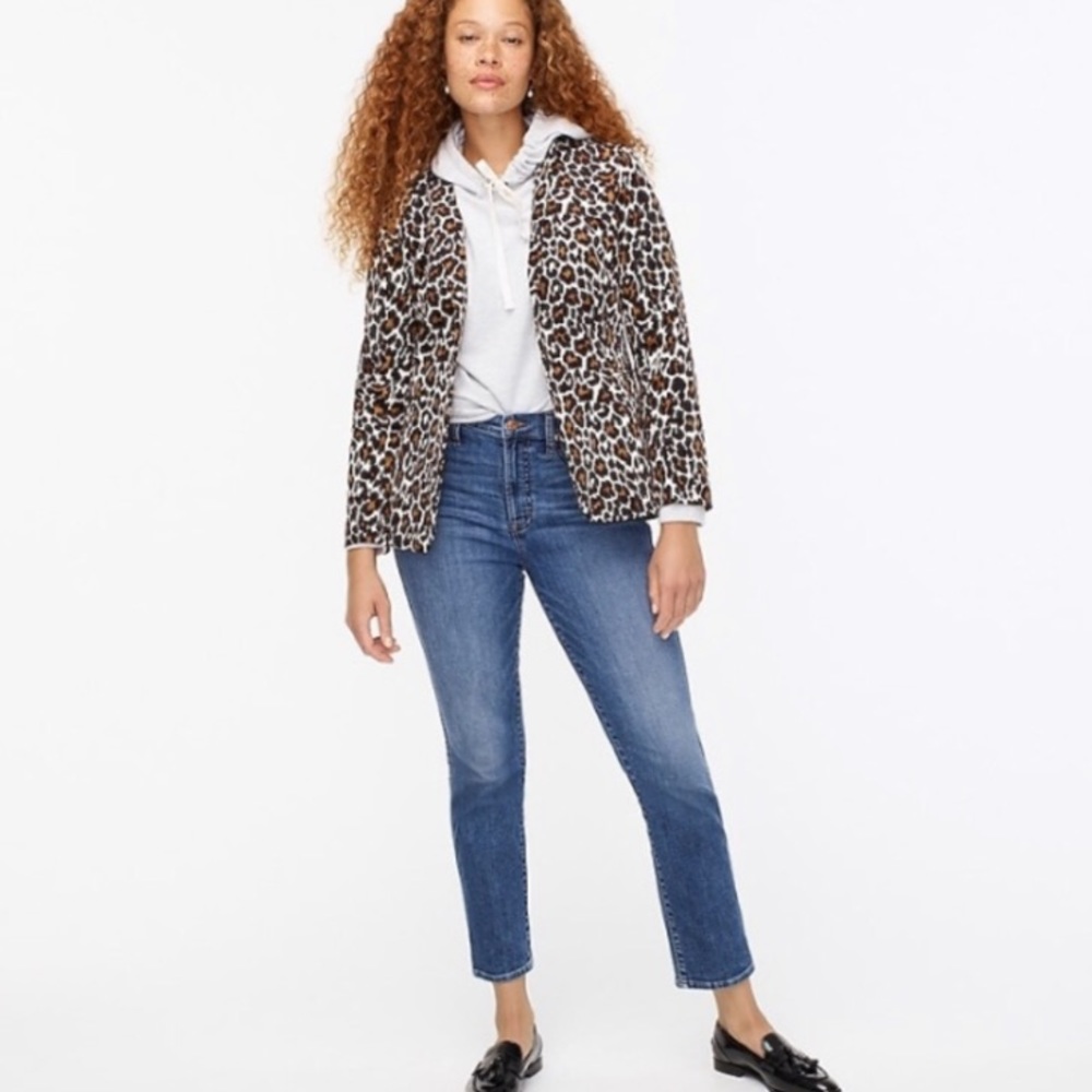 New J. Crew Parke Blazer Leopard Stretch Corduroy Animal Print Suit Jacket Coat